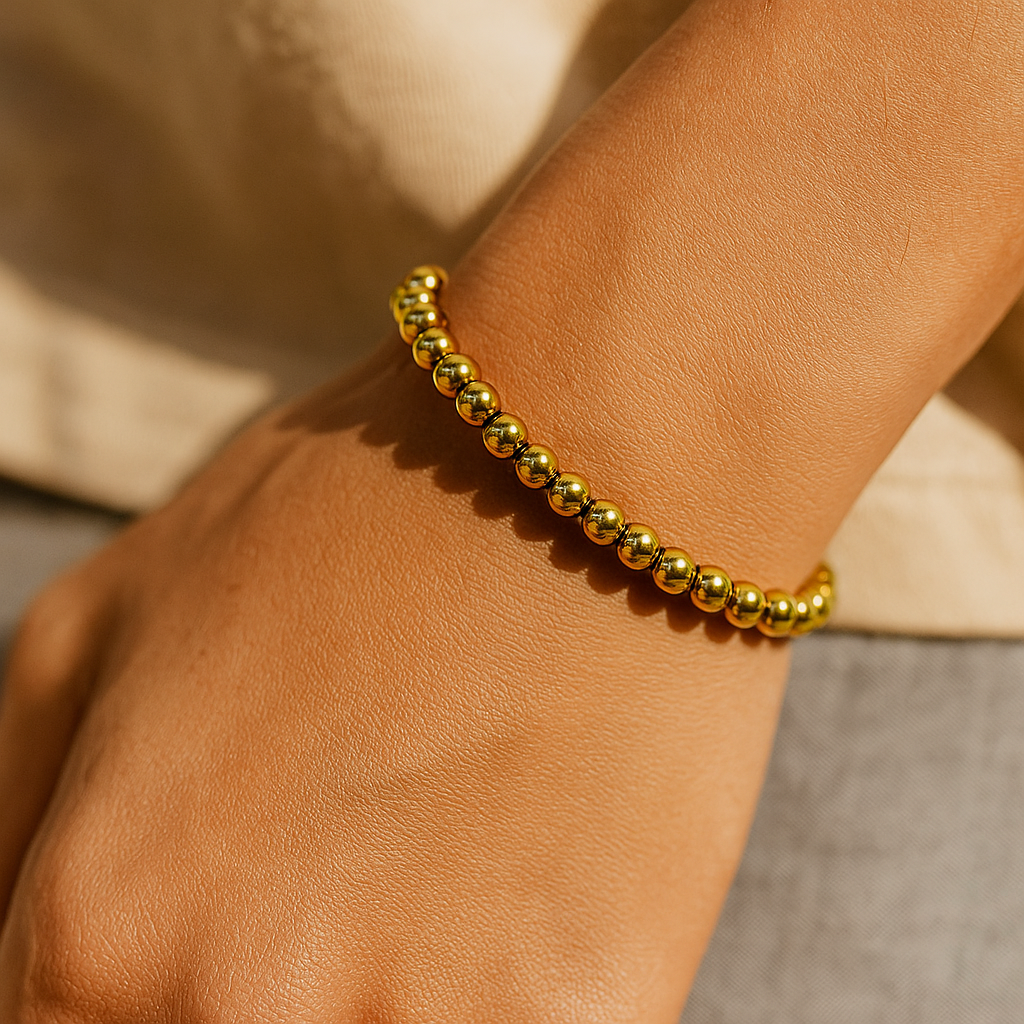 Gold Color Hematite Bracelet – Elegant & Protective Energy Stone