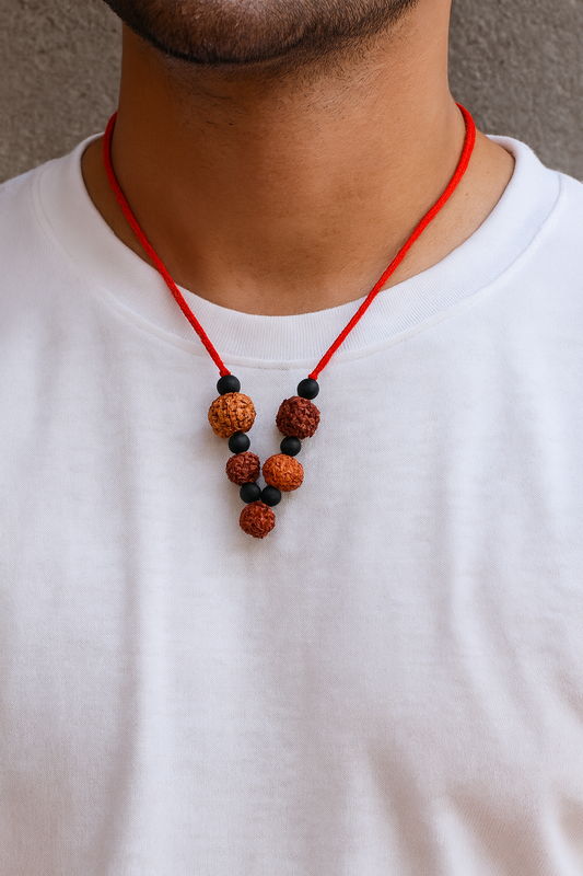 Certified Rudraksha Yantra – 5 Beads (4, 5, 7, 8 & 9 Mukhi) | For Business Growth