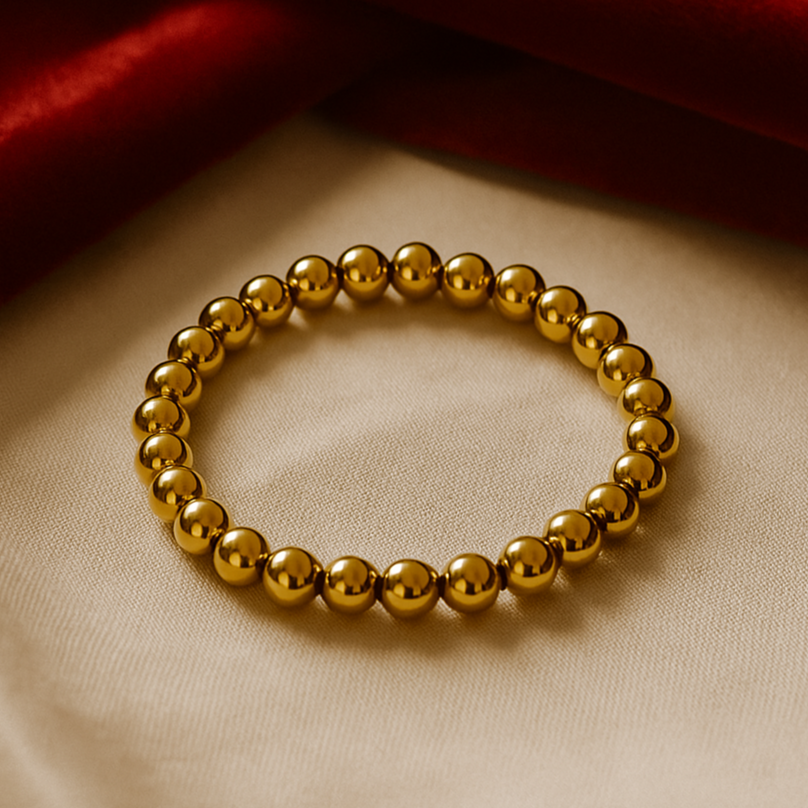 Gold Color Hematite Bracelet – Elegant & Protective Energy Stone