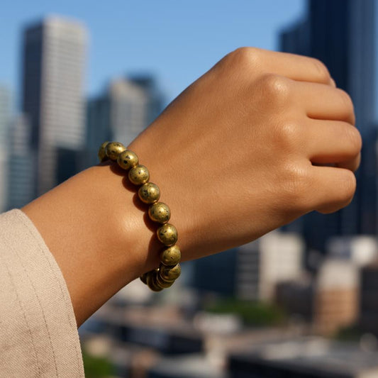 Gold Color Hematite Bracelet – Elegant & Protective Energy Stone