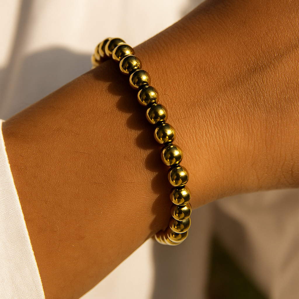 Gold Color Hematite Bracelet – Elegant & Protective Energy Stone