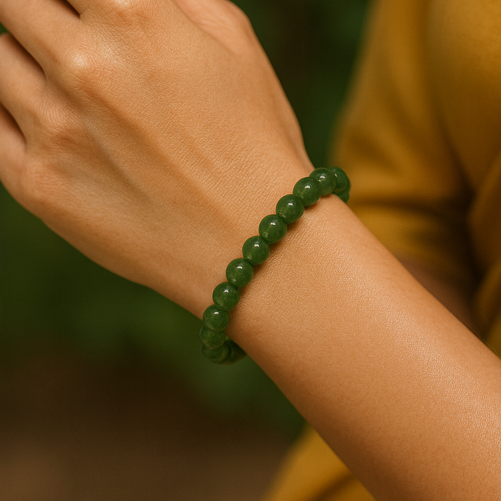 Green Strawberry Quartz Bracelet – Stone of Harmony & Positive Energy