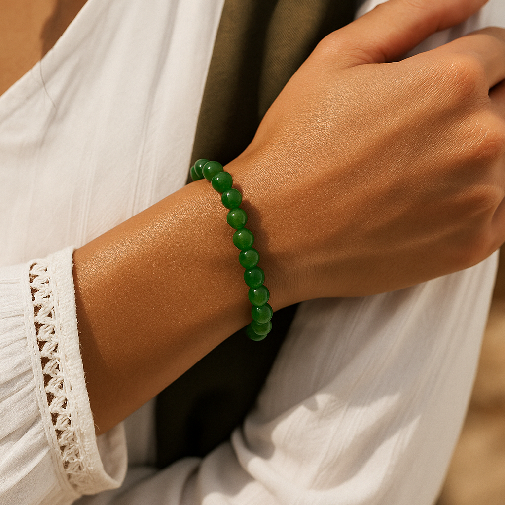 Green Strawberry Quartz Bracelet – Stone of Harmony & Positive Energy