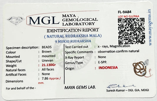 Certified Natural 9 Mukhi Rudraksha Mala – Pure & Divine