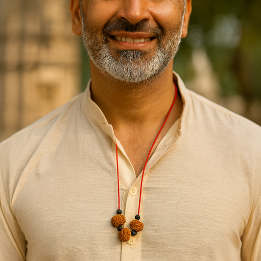 Certified Rudraksha Karya Siddhi Yantra (7 Mukhi, 8 Mukhi, 7 Mukhi) – Wearable for Men & Women