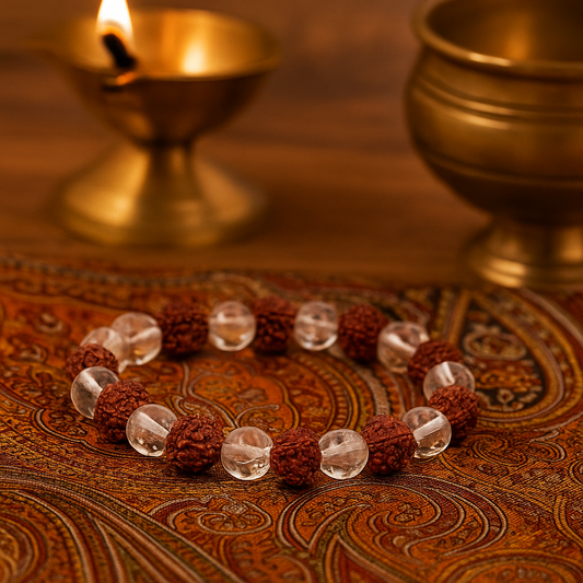 Divine Rudraksh & Sphatik Healing Bracelet – Spiritual Energy & Positivity