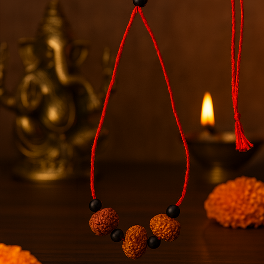 Certified Rudraksha Karya Siddhi Yantra (7 Mukhi, 8 Mukhi, 7 Mukhi) – Wearable for Men & Women